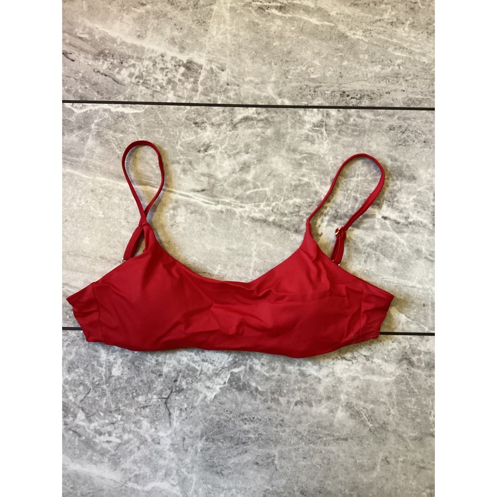 Quince NWOT Womens Red Recycled Tie Back Bikini Top Adjustable Straps Size M